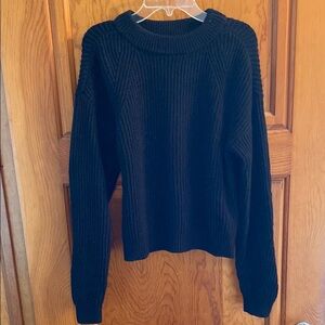 Black Ribbed Knit Sweater
